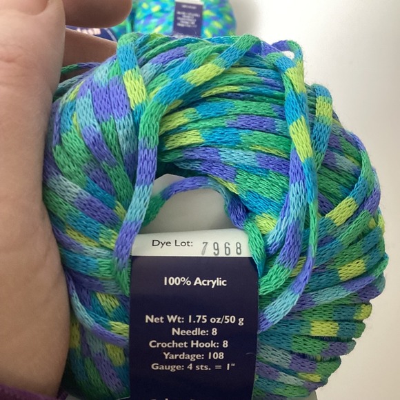 Splash NY Yarns 7 Balls 100% Acrylic Blue Green Purple Tweed Knitting Crochet - Picture 4 of 8